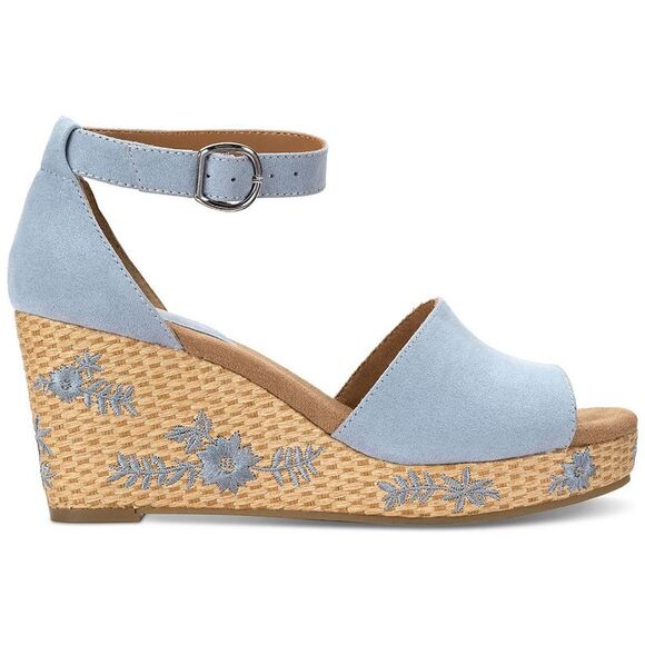 Style & Co. Womens Seleeney Blue Faux Leather Wedge Sandals Shoes NWT - Picture 2 of 3